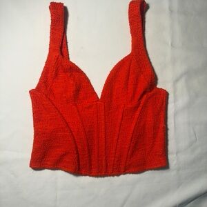 Zara Fiery Red Textured Top